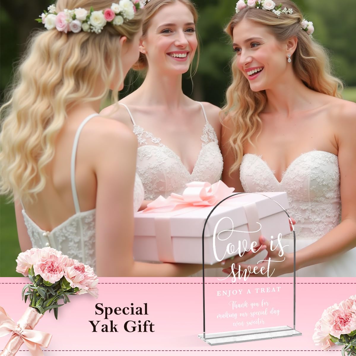 Wedding Signs, Love is Sweet Sign for Dessert Table, Wedding Signs For Ceremony And Reception,Arch Acrylic Table Sign for Anniversary, Event,Bridal Shower Decor 5x7 Inch (White)