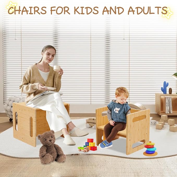 Montessori Table and Chair Set, Bamboo Wood Weaning Table and Chair Set - Image 2