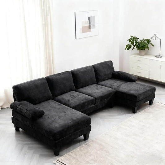 Karl home 111" Sectional Sofa U-Shaped 4-Seat Couch by Karlhome