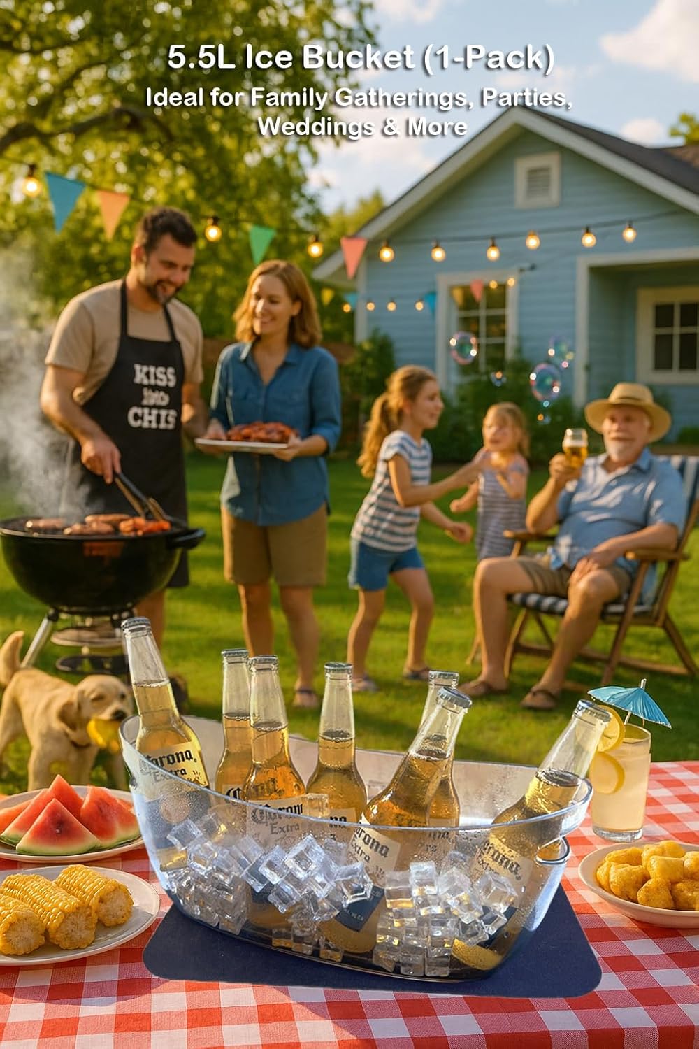 5.5L 16.7x6.4x7.3in Ice Bucket 1PCS with Drying Mat & Scoop for Parties, Mimosa Bar Supplies Beverage Tub for Champagne Beer Sparkling Wine, Acrylic Drink Cooler/Holder Food Grade Boat Shape