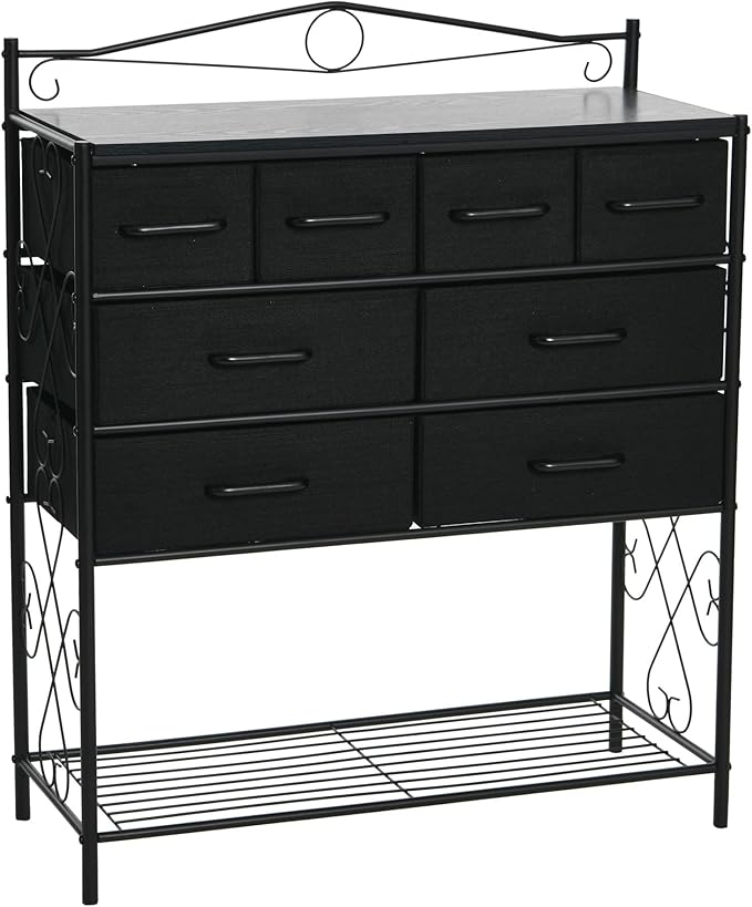 Household Essentials Black Oak & Iron Apothecary 8-Drawer Sideboard by HouseholdEssentials