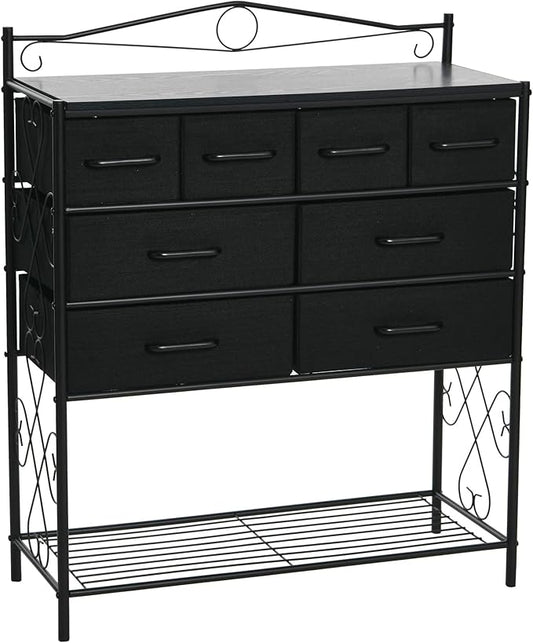 Household Essentials Black Oak & Iron Apothecary 8-Drawer Sideboard by HouseholdEssentials