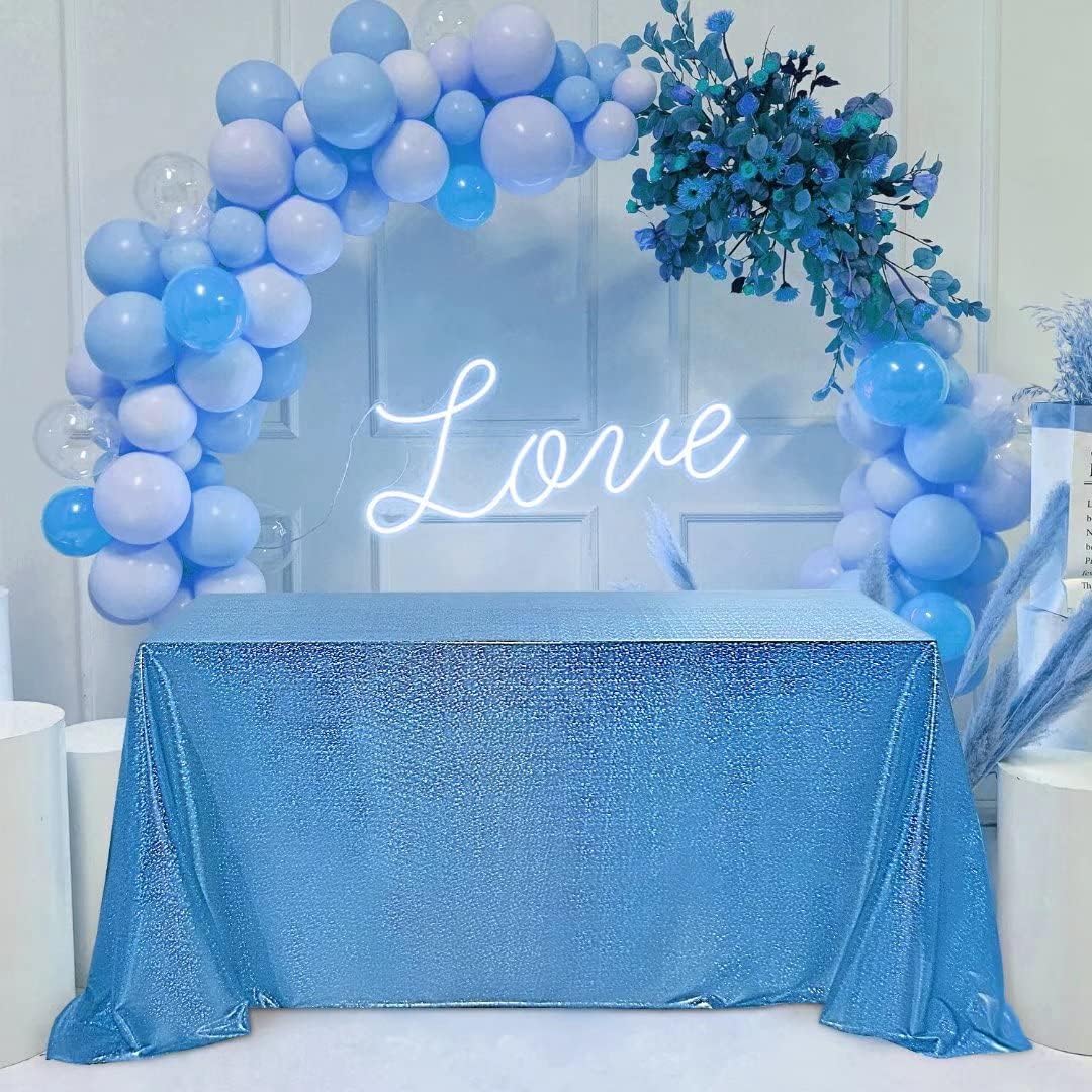 Fitable Sequin Tablecloth for Parties 60x120 Inch - Sparkle Glitter Table Cloth Laser Rectangle Overlay for Wedding Baby Shower Ceremony Birthday Holiday Banquet Decor, Blue