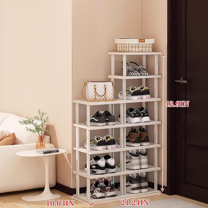 Bamboo Shoe Rack 12 Tier- Vertical Shoe Rack - Image 2