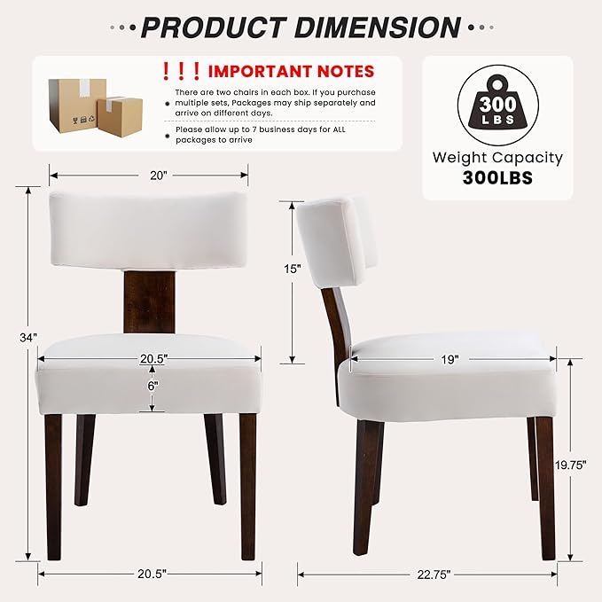 Mid Century Modern Dining Chairs, Farmhouse Velvet Upholstered Accent Chair - Image 2