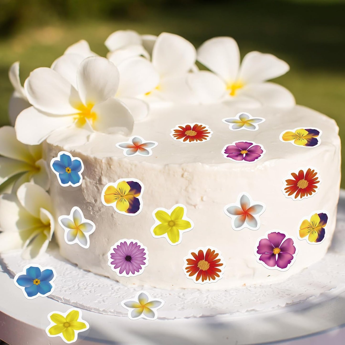 48 Edible Flowers Cupcake Toppers Edible Hawaii Flowers Cupcake Decor Wafer Paper Tropical Luau Flowers Cupcake Picks for Flowers Theme Wedding Birthday Party Decor Supplies