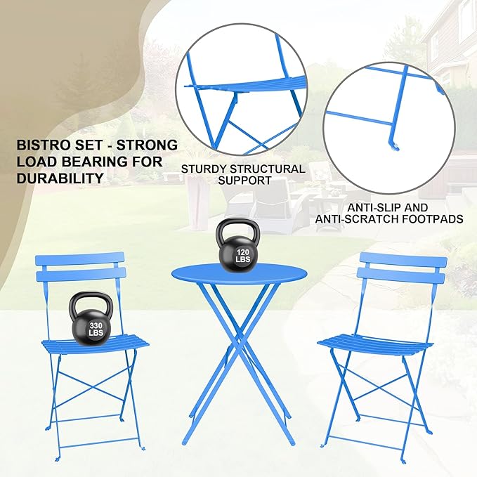 GarveeLife Outdoor Metal Bistro Set, 3-Piece Patio Furniture Set - Image 8