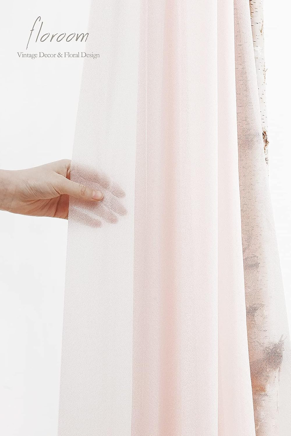 Floroom Wedding Arch Draping Fabric 2 Panels 20Ft Blush Chiffon Fabric Drapes Arbor Drapery Wedding Ceremony Reception Swag Decorations