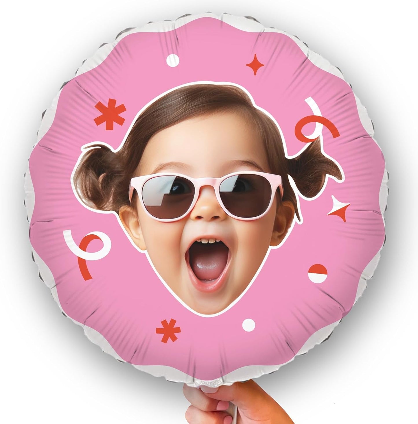 Big Dot of Happiness Personalized Fun Face Photo Pink Balloons, Custom Birthday Balloons, Girl Baby Shower Decorations, Bachelorette Party Decor, Circle Double-Sided Mylar Balloon, 1 Piece