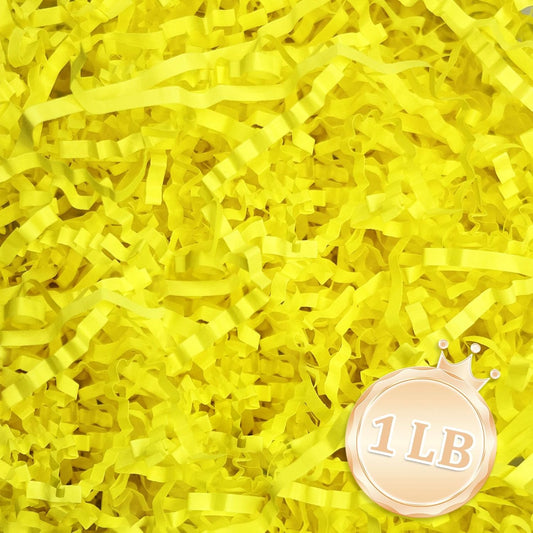 Zankubom 1 LB Fluorescent Yellow Crinkle Cut Paper Shred Filler Great for Gift Wrapping, Basket Fillers, Birthday,Halloween Thanksgiving Christmas Anniversary, Easter Party Decor Filling Supplies