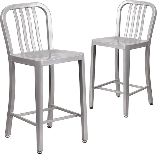 Flash Furniture Gael Commercial Grade 2 Pack 24" High Silver Metal by FlashFurniture