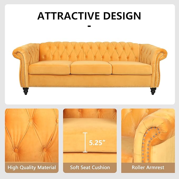 QHITTY 2 Piece Living Room Set, Sectional Chesterfield Sofa Chair Contemporary - Image 4