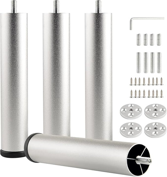 Adjustable Furniture Legs 8 Inch Silver Bed Support Legs Cylinder M8 Screw in by Unknown