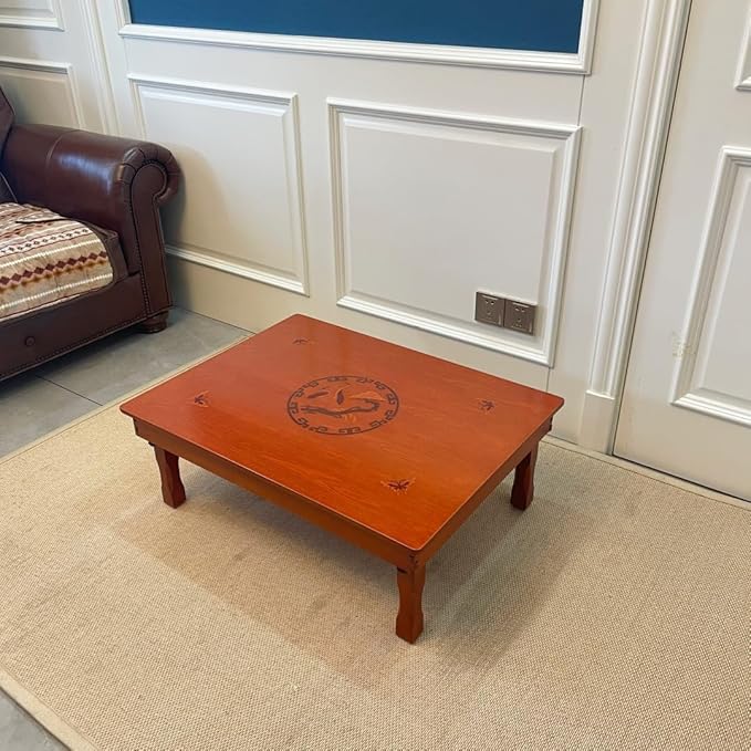 Rectangle 90X75cm Korean Coffee Table Folding Leg Asian Antique Style Living - Image 3