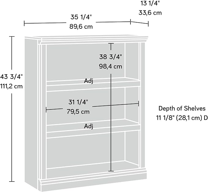 Sauder Miscellaneous Storage 3-Shelf Bookcase/ Book Shelf, Lintel Oak finish - Image 3
