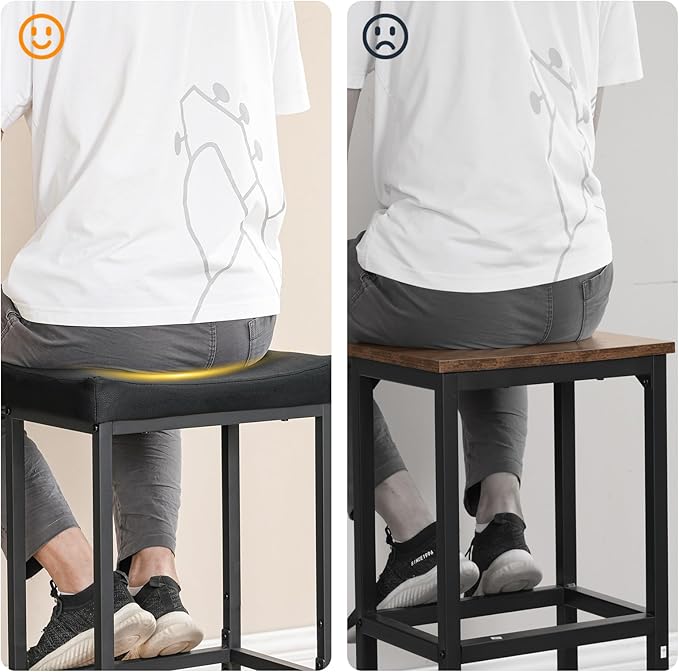 HOOBRO Bar Stools, Counter Height Stools, Saddle Barstools, 24.8 Inches - Image 6