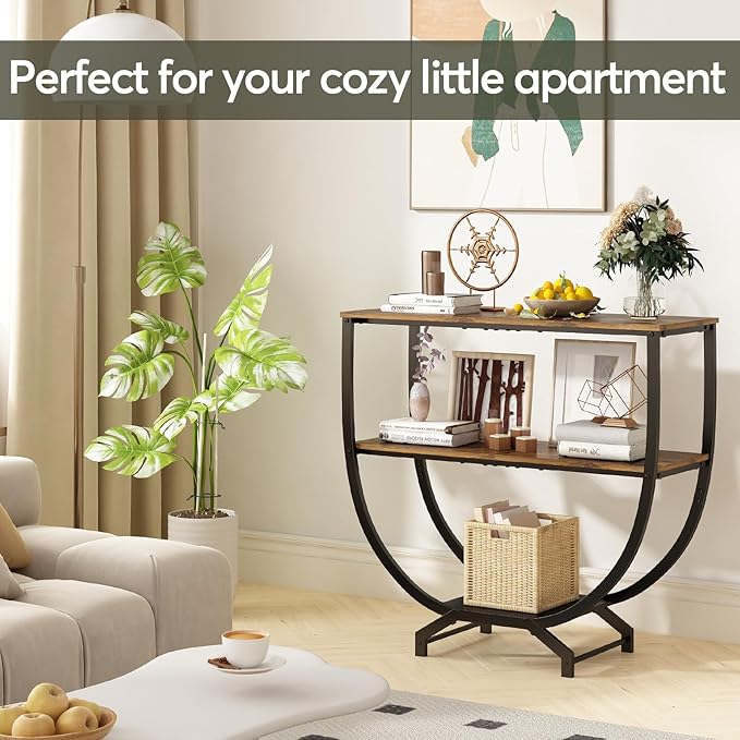 GILLAS 3 Tier Console Tables, Sofa Table Behind Couch, Industrial Entryway - Image 4