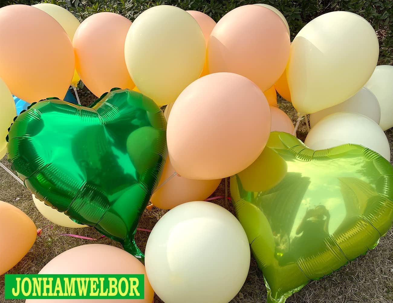 Jonhamwelbor 20Pcs 18 inch Green and Lime Green Foil Mylar Heart Shape Balloons Decorations for Valentines Birthday Wedding Baby Shower Party