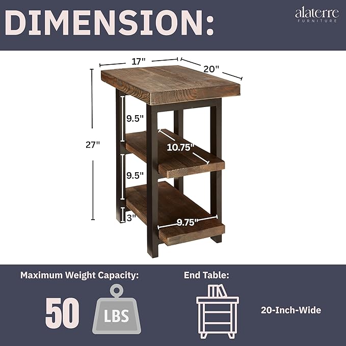 Alaterre Furniture Pomona Living Room 3-Tier Solid Wood End Table - Image 3