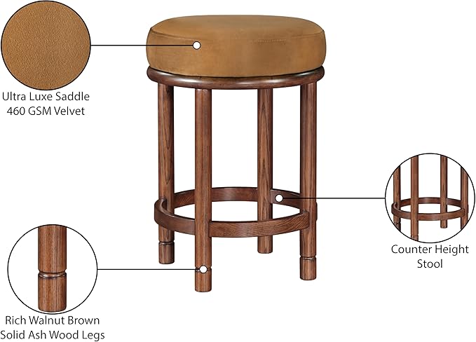 Meridian Furniture 978Saddle-C Monette Collection Art Deco Counter Stool - Image 7