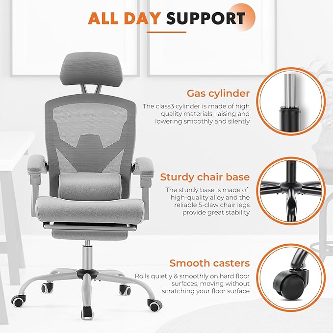 Sweetcrispy Office Computer Desk Chair Set of 2, Ergonomic High-Back Mesh - Image 8