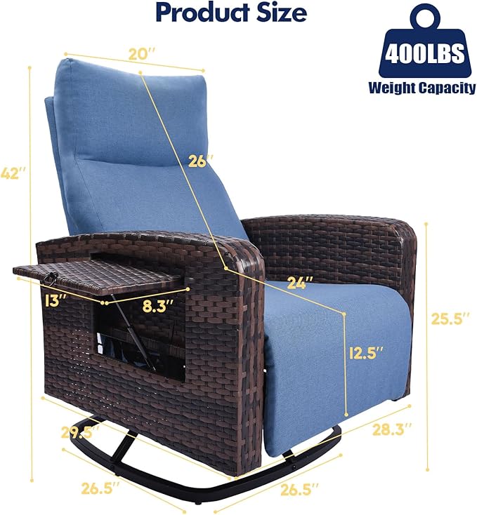 ZZW Outdoor Recliner Chair Set of 2, Wicker Patio Recliners - Image 2