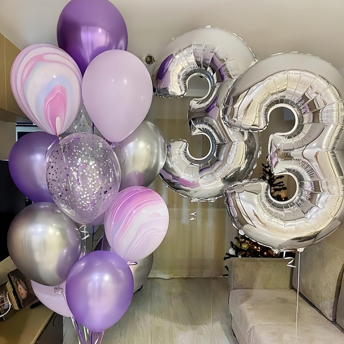 Silver Number Balloons, 40 inch Large Number 2 Foil Helium Balloons for Girls Women, Self Inflating Number Balloons 0-9 for Men Boys 2nd 12th 30th Birthday Anniversary Party Celebration Decoration