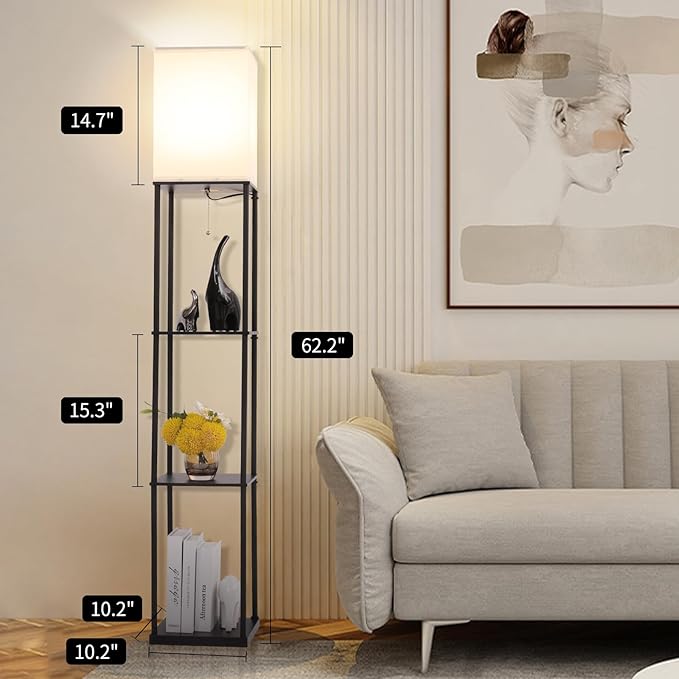 Gupuzm Floor Lamp with Shelves, Modern Square Standing Lamp with 3 Color - Image 7