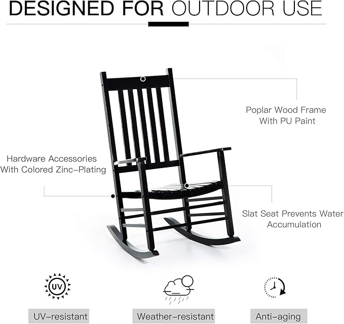 Outsunny Outdoor Rocking Chair, Patio Wooden Rocking Chair - Image 6