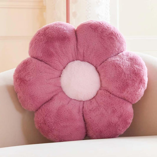 Dusty Blue Flower Pillow, 17.7" Flower Shaped Plush Decorative Throw Pillow for Bed