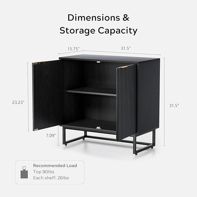 EYYTHUNG Fluted Cabinets with Storage Set of 2, Sideboard Buffet Cabinet with - Image 3