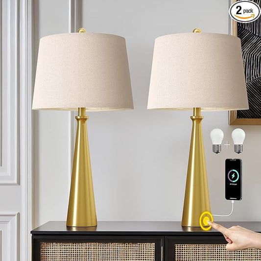 Oneach 25.75" 3-Way Dimmable Touch Control Modern USB Table Lamp Set of 2 by Oneach