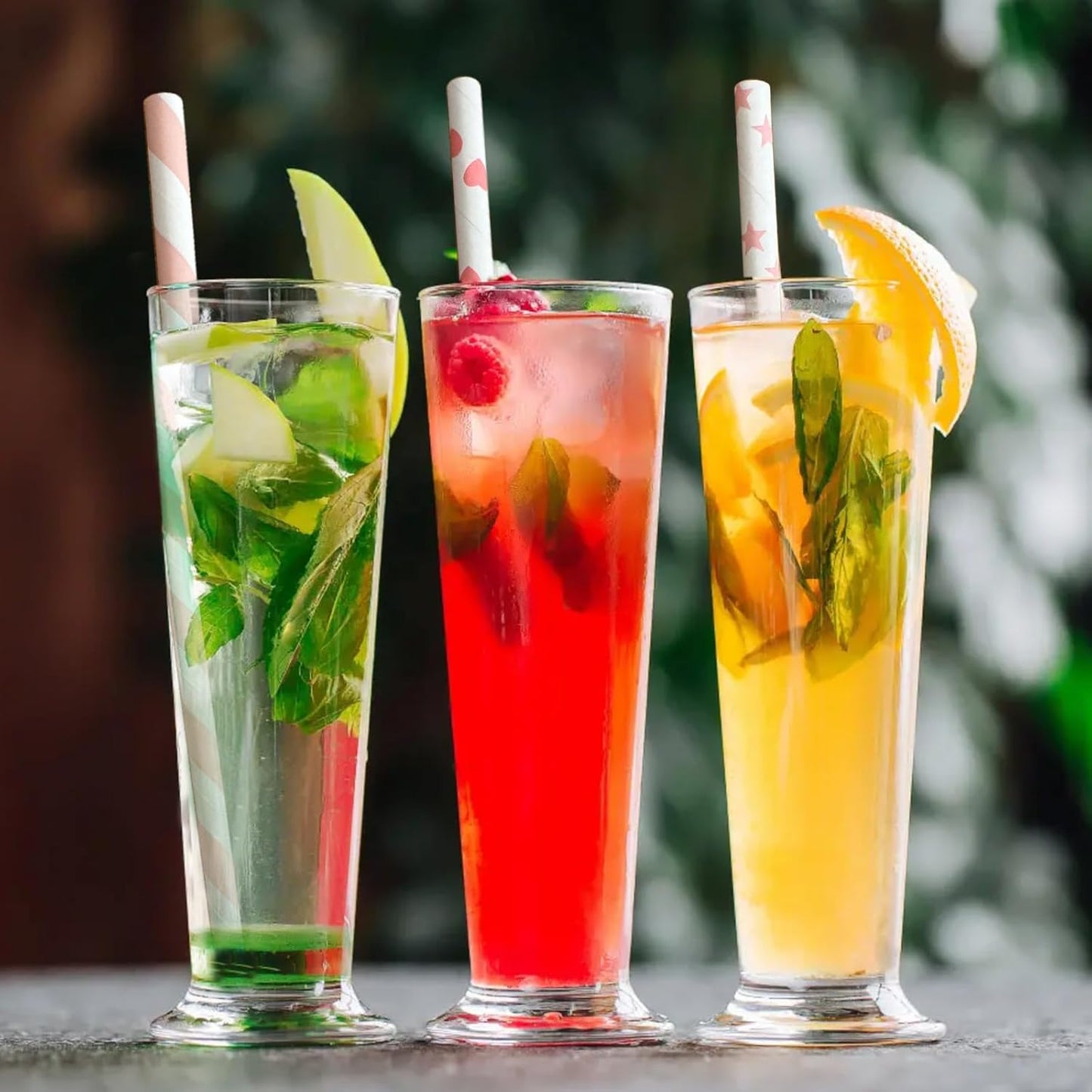 YAOSHENG [100 Pack] Pink & Gold Paper Straws Disposable, 100% Biodegradable Multi-Pattern Party Straws For Birthday, Wedding and Holiday Decoration (Light Powder Series)