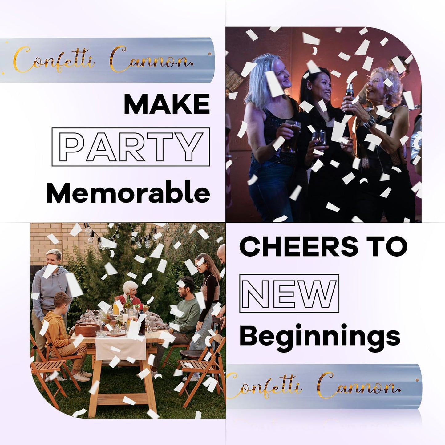 Confetti Poppers White Confetti Cannon 12 Pack Party Poppers Biodegradable12inch Wedding Party Confetti Bulk Streamer Confetti Cannon Launches up to15-25ft for Christmas Birthday Graduation New Year