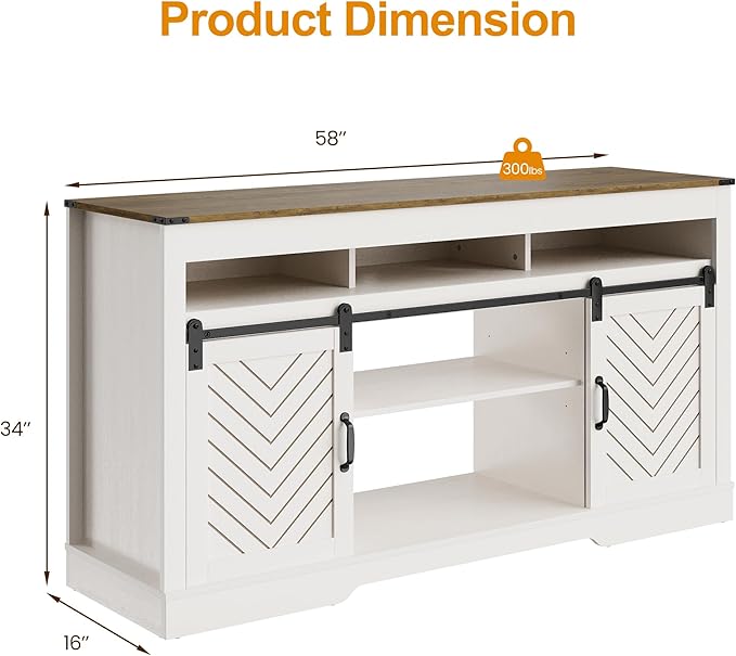 RoyalCraft TV Stand for 65+ Inch TV: Farmhouse Entertainment Center - Image 2
