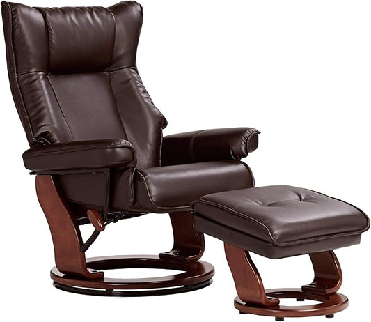 Benchmaster Morgan Java Swivel Faux Leather Recliner Chair by Benchmaster