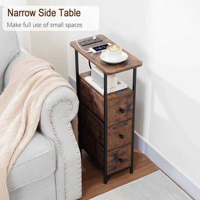 LOAKEKEL Narrow End Tables Living Room Set of 2 - Image 4