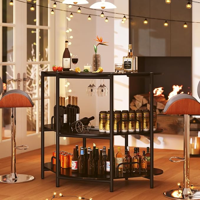Giantex 3-Tier Bar Table, Corner Bar Cabinet, Liquor Home Bar Unit - Image 5