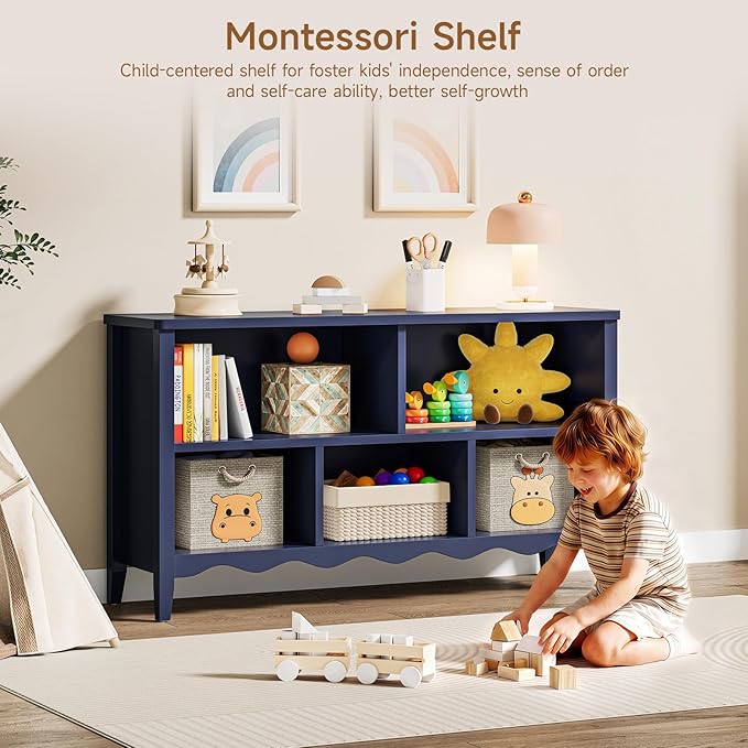 ONBRILL Montessori Shelf, 5 Cube Toy Storage Organizer - Image 3