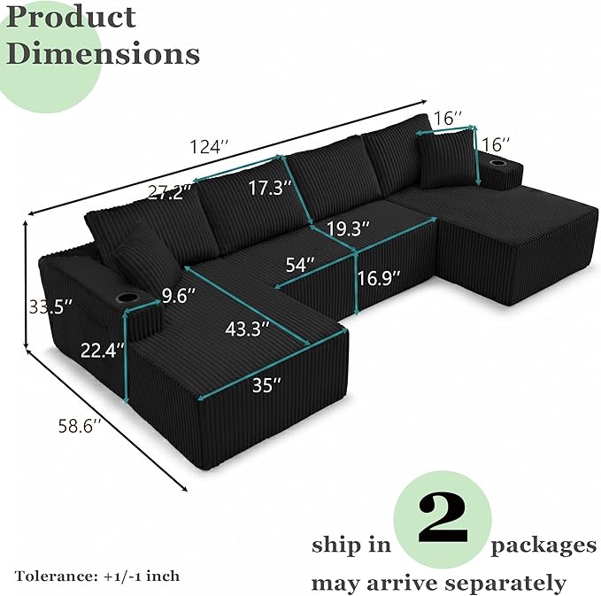 124" Oversized Sectional Couches - Image 2