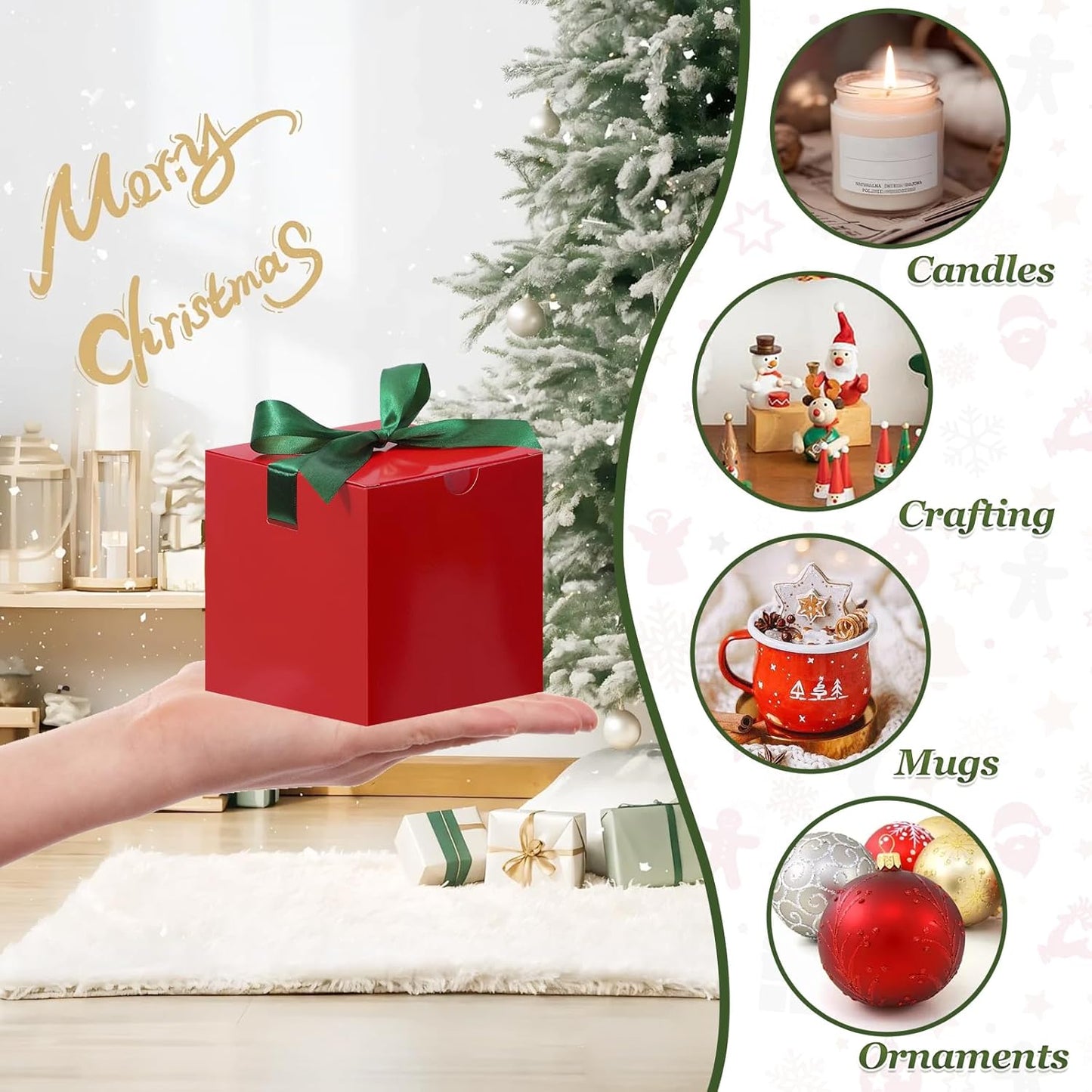 DOYIDE 20 Pack Small Gift Boxes, 6x6x6 Inch Red Elegant Paper Boxes with Ribbons, Christmas Gift Box Crafting, Wedding Party Favor, Cupcake, Candy, Bridesmaids Proposal Box