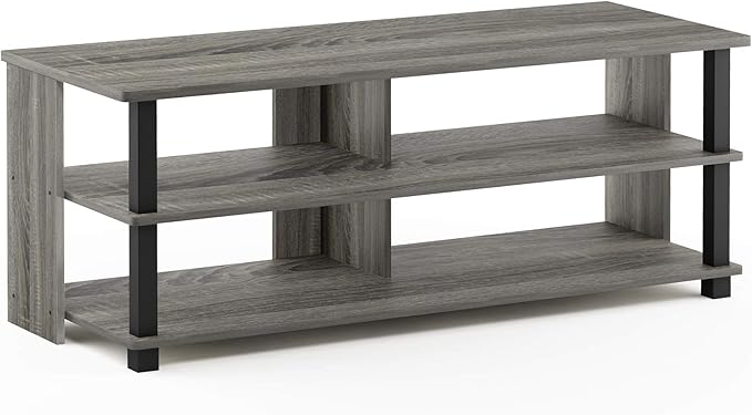 Furinno Sully 3-Tier Stand for TV Up to 48 Inch, French Oak Grey/Black by Furinno-FitsYourSpaceFitsYourBudget