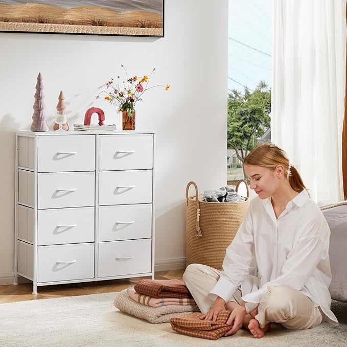 DUMOS Dresser for Bedroom with 8 Fabric Drawers, Tall Chest Organizer Units for - Image 7