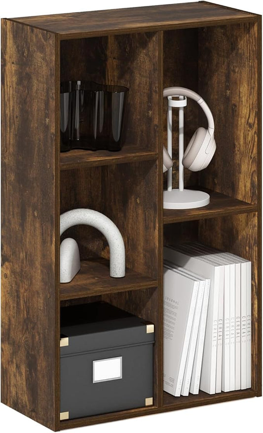 Furinno LUDER Book Shelf, 5-Cube Bookshelf, Open Storage Shelf Bookcase by Furinno-FitsYourSpaceFitsYourBudget