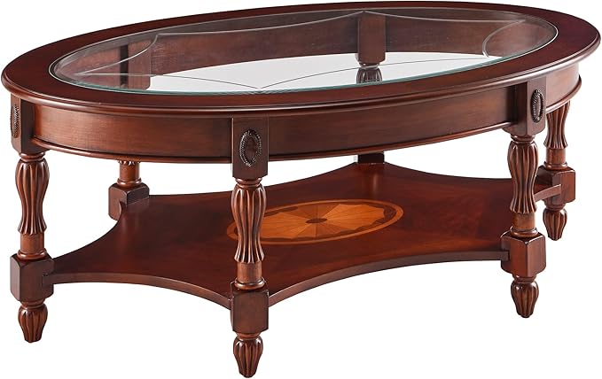 LEEMTORIG Oval Coffee Table for Living Room, Cherry Solid Wood - Image 6