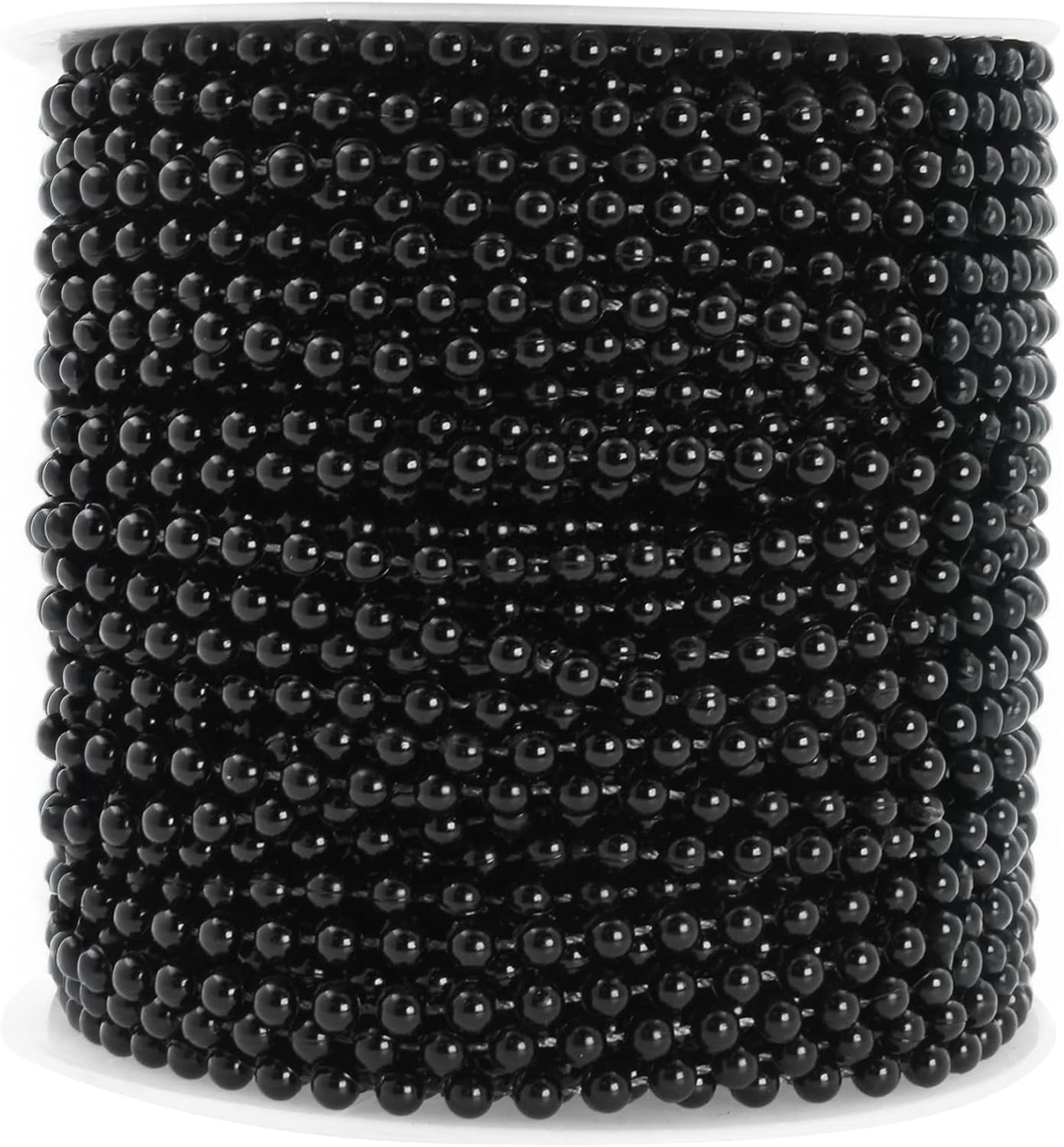 Mandala Crafts 4mm Faux Black Pearl Beads Roll - 44 Yards Strand of Fake Pearls Chain Garlands Spool String for Christmas Tree, Wedding, Party, Vases, DIY Decoration