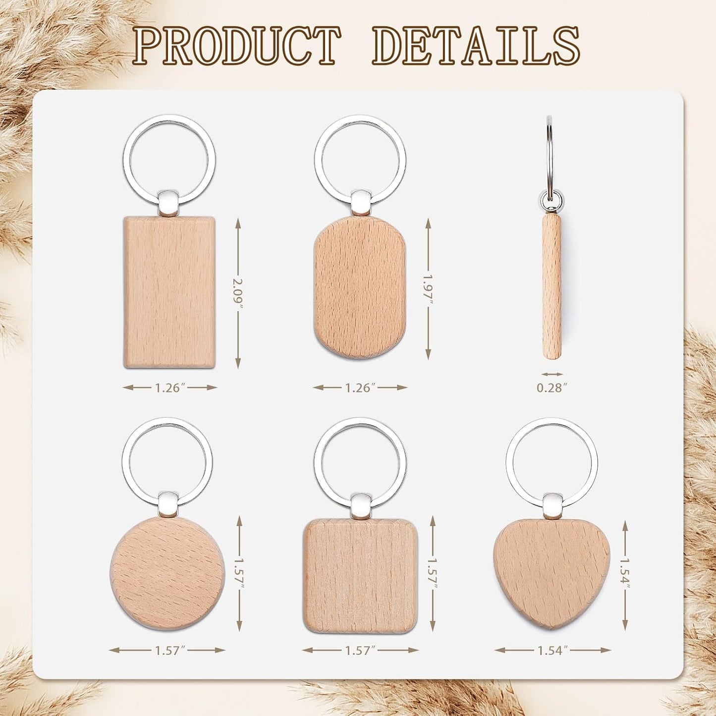 Custom Engraved Wooden Keychain 1-1000Pcs, Personalized Wood Keychains Bulk, Customized Your LOGO & Text on Double-Sides for School/Class/Family/Company Events