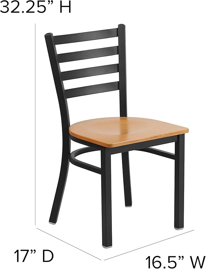 Flash Furniture HERCULES Series Black Ladder Back Metal Restaurant Chair - Image 3