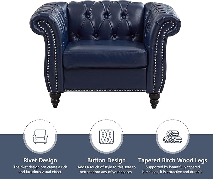 QHITTY 2 Piece Living Room Set, Chesterfield Sectional Sofa Chair Contemporary - Image 5
