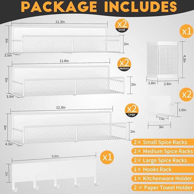 Magnetic Spice Rack for Refrigerator, 10 Pack Metal Magnetic Shelf, Moveable - Image 2